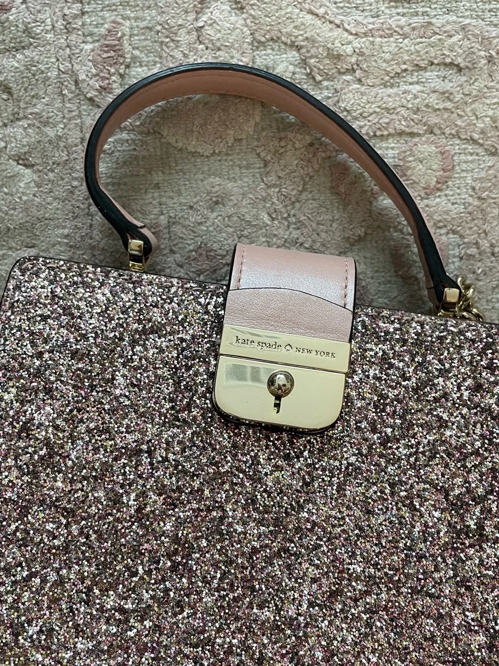 kate spade Sunset Lane Glitter Milou in Rose Gold Sparkle Top-Handle Crossbody